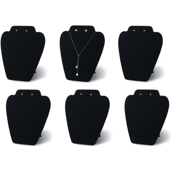 6 Pieces Black Velvet Necklace Display, Jewelry Display for Selling and Shows - Picture 1 of 6